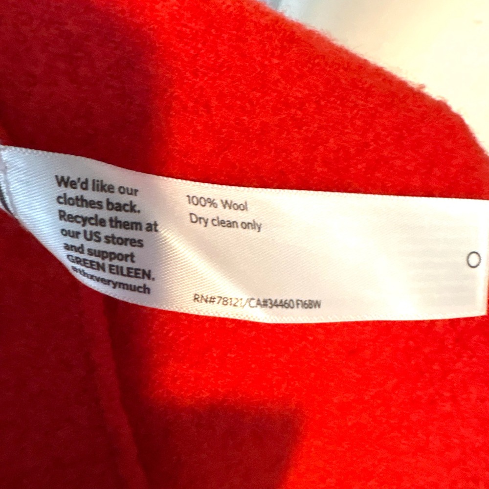 Eileen Fisher Woman Bright Red Wool Open Jacket in Size 2X - Picture 10 of 10